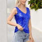 Sleeveless Sequin Tank Top V-Neck Sparkly Party Shirt