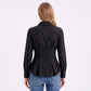 Long Sleeve Button Down Peplum Shirt with Collared Neckline