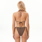 Ribbed Triangle Bikini Set with Shell Charm Details and Side Tie Bottoms