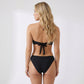 3-Piece Bikini Set with Bandeau Halter Top High Waist Bottom and Sheer Wrap Skirt