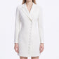 Long Sleeve Button Front Blazer Dress with Notched Collar