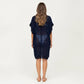 Sheer Crochet Trim Cover Up Dress with Tassel Detail Relaxed Fit and Short Sleeves