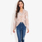 Animal Print Long Sleeve Button Down Top with Ruffle Trim