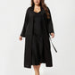 Plus Size 2-Piece Satin Nightgown Set with Long Sleeve Open Front Robe Sleeveless Slip Dress Sleepwear