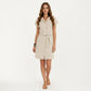 Short Sleeve Button Front Shirt Dress with Collared Neckline and Adjustable Waist Tie