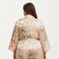Plus Size Satin Floral Kimono Robe with Self Tie Belt Longline Open Front Lightweight Sleepwear
