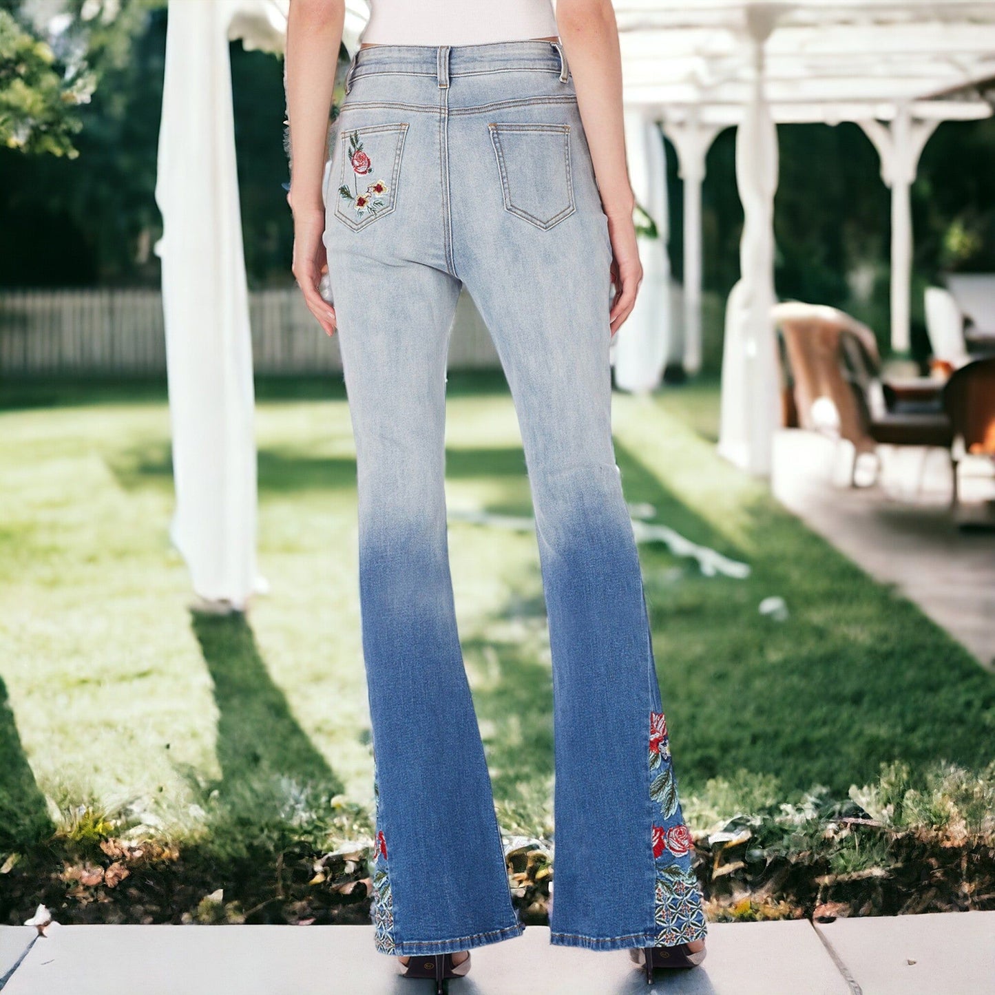 Classic Retro High Waist Long Denim Bell Bottom Jeans