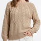Cable Knit Crew Neck Long Sleeve Pullover Sweater