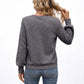 Textured Long Sleeve Crew Neck Pullover Top