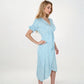 Short Sleeve Wrap Dress With Button Detail And V-Neckline