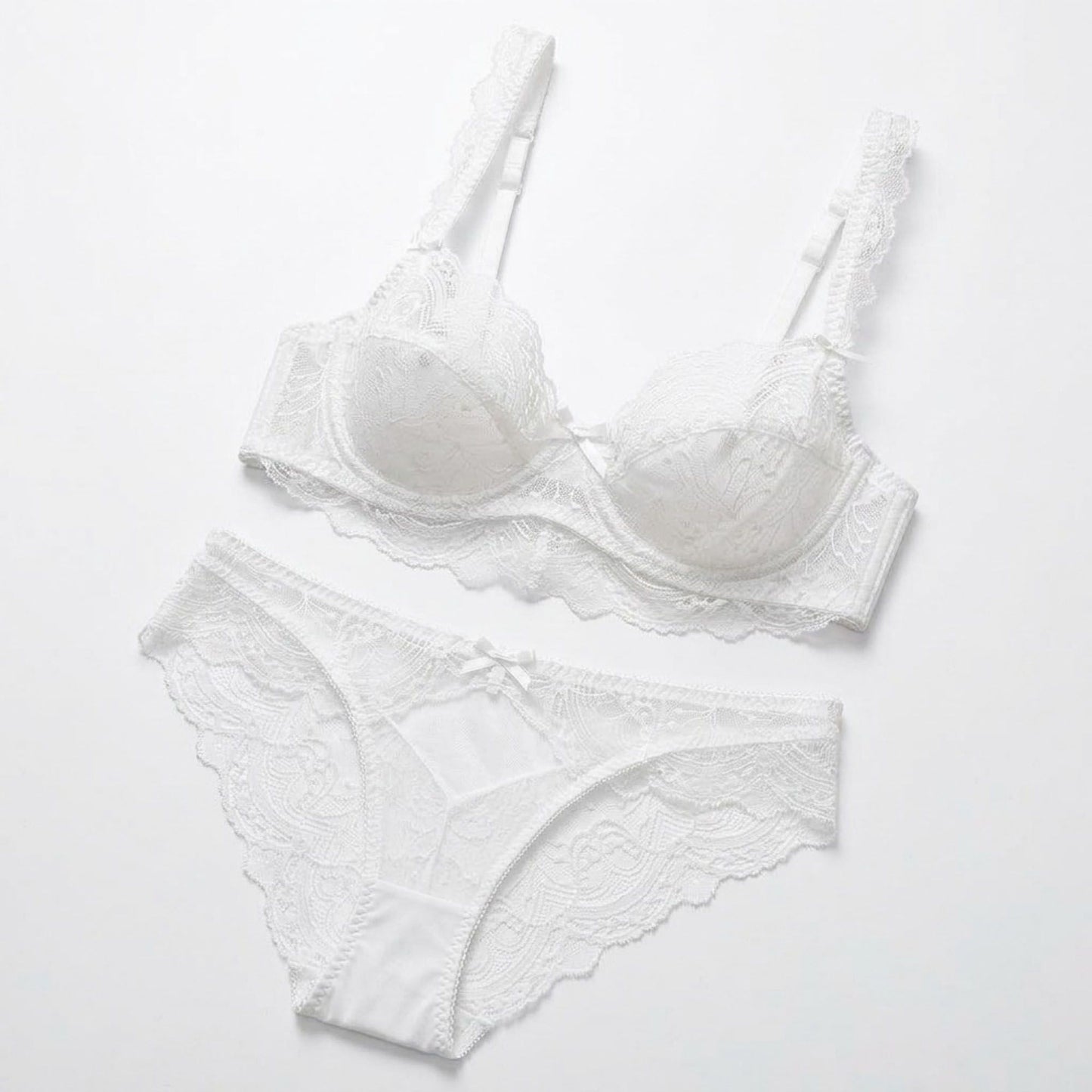 2 Piece Floral Lace Underwire Bra and Panty Lingerie Set