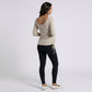 Maternity Ribbed Long Sleeve Top with Scoop Neck and Side Ruched Tie Detail