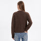 Floral Embroidered Cable Knit Crewneck Sweater