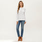 Floral Lace Long Sleeve Top with Intricate Openwork Pattern Soft Textured Fabric and Ruffled Cuff Detailing