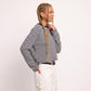 Striped Textured Knit Drop Shoulder Cropped Sweater