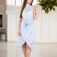 High Neck Sleeveless Wrap Dress with Tie Waist