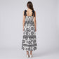 Tie Shoulder Square Neck Midi Dress Black and White Floral Smocked Tiered Sundress