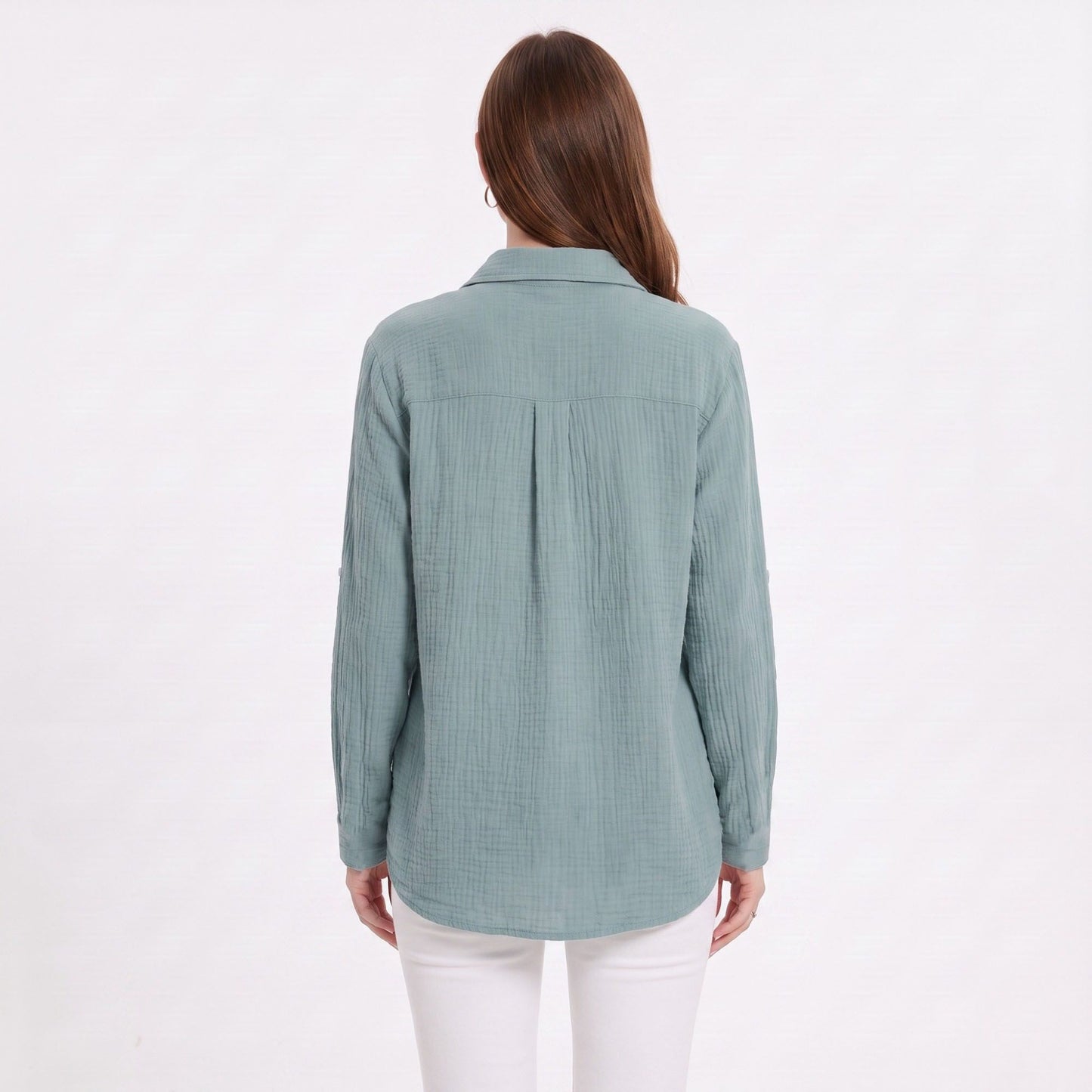 Long Sleeve Button Down Shirt with Collared Neckline