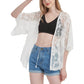 Short Embroidered Lace Duster Crop Cardigan Half Sleeves