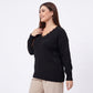 Plus Size Lace Trim V-Neck Relaxed Fit Sweater