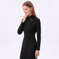 Long Sleeve Stand Collar Sheath Dress with Asymmetric Button Detail