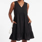 Sleeveless V-Neck Babydoll Ruffle Hem Dress with Pockets