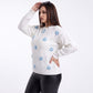 Plus Size Floral Applique Textured Crewneck Sweater