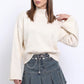 Turtleneck Bell Sleeve Relaxed Fit Knit Sweater