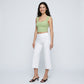 Foldover Waistband Cropped Wide-Leg Trousers
