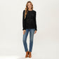 Floral Lace Long Sleeve Top with Intricate Openwork Pattern Soft Textured Fabric and Ruffled Cuff Detailing