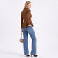 Long Sleeve Button Down Peplum Shirt with Collared Neckline
