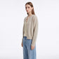 Rib Knit Full Zip Crewneck Cardigan Sweater