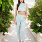 Two-Piece Sleeveless Crop Top Set with Tapered Pants