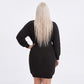 Plus Size V Neck Ribbed Waist Sweater Dress
