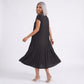 Crew Neck Short Sleeve Accordion Pleated Midi Dress