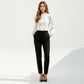 Long Sleeve Blouse with Lace Trim Front and Puff Sleeve Cuffs