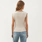 Sleeveless Colorblock Knit Vest with Button Front and Ribbed Trim