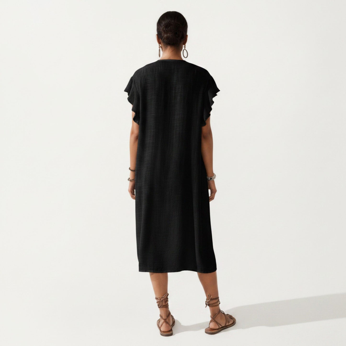 Embroidered Open Front Swim Cover Up Kimono Midi Beach Cardigan with Tassel Tie Detail