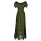 Lace Cap Sleeve Maxi Dress with Flared Hem