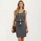 Sleeveless Tank Dress with Scoop Neck Adjustable Drawstring Waist Fitted Casual Mini Dress