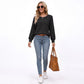 Textured Long Sleeve Crew Neck Pullover Top