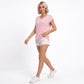 V Neck Sweater Top Contrast Trim Dolman Short Sleeve Knit
