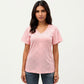 Short Sleeve Eyelet V-Neck Top with Floral Embroidery and Flutter Sleeves