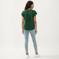 Short Sleeve Swiss Dot Top with Split Neckline and Soft Textured Fabric