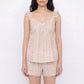 2-Piece Striped Ruffle Strap Cami Top and Shorts Sleepwear Lounge Set with Lace Trim and Relaxed Flowy Fit