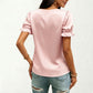 Satin Faux Pearl Neck Top with Puff Sleeves and Smooth Draped Finish