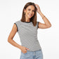 Striped Sleeveless Top Crew Neck Contrast Trim Knit Tank