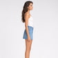 Low Rise Denim Mini Skirt with Pocket Detail