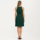 Sleeveless Halter Midi Dress with Pleated Skirt and Waist Tie