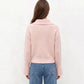 Cable Knit Collared Sweater with Flared Cuffs